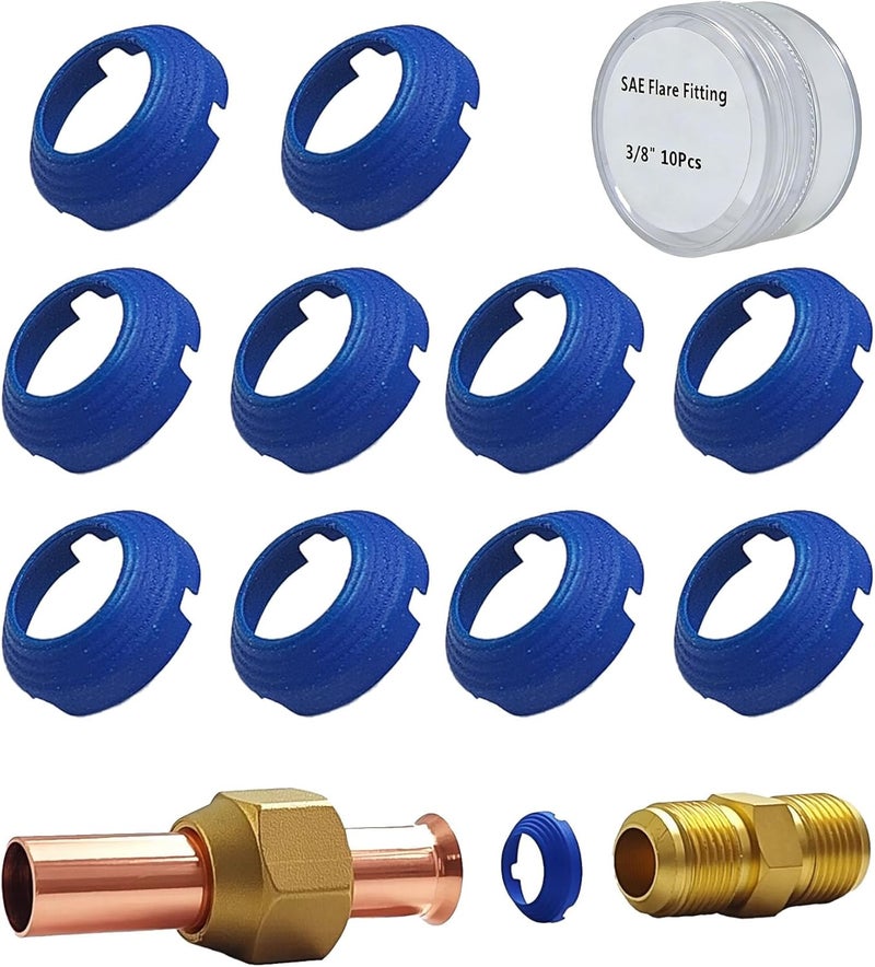 ZGTools 10 x 3/8" Leak-Free SAE Flare Fitting, HVAC Leak Free SAE Flare Connections Eliminates Refrigerant Leaks, Stop Leak Seal kit For Schrader Valve, Refrigeration, HVAC & Mini Split Kit - Image 1